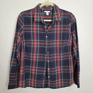 Banana Republic 2011 Women's Plaid Cotton Button Up Shirt - Red and Blue Sz 8